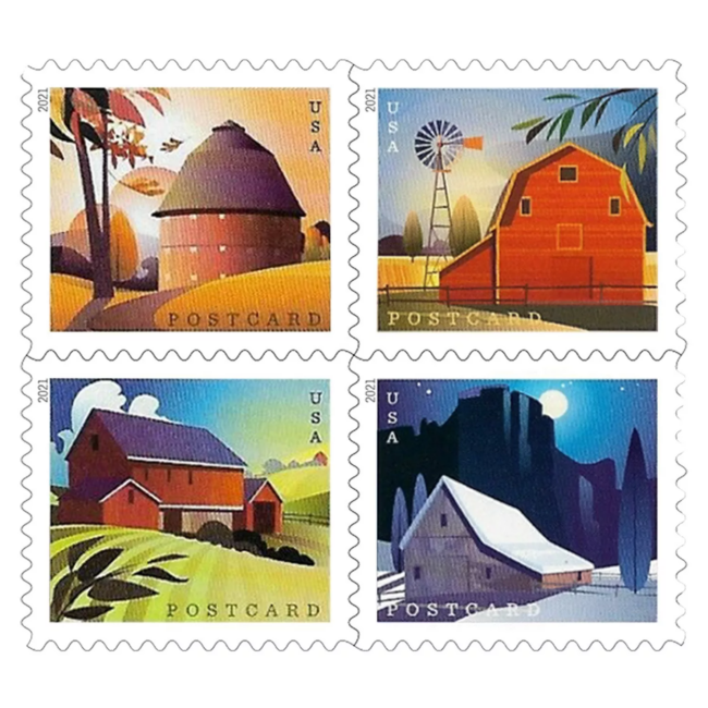 2021 First-Class Postage Barn Postcard Stamps 100pcs/Pack